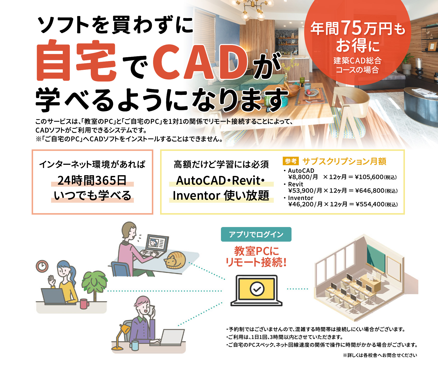 ソフトを買わずに自宅でCADが学べるようになります