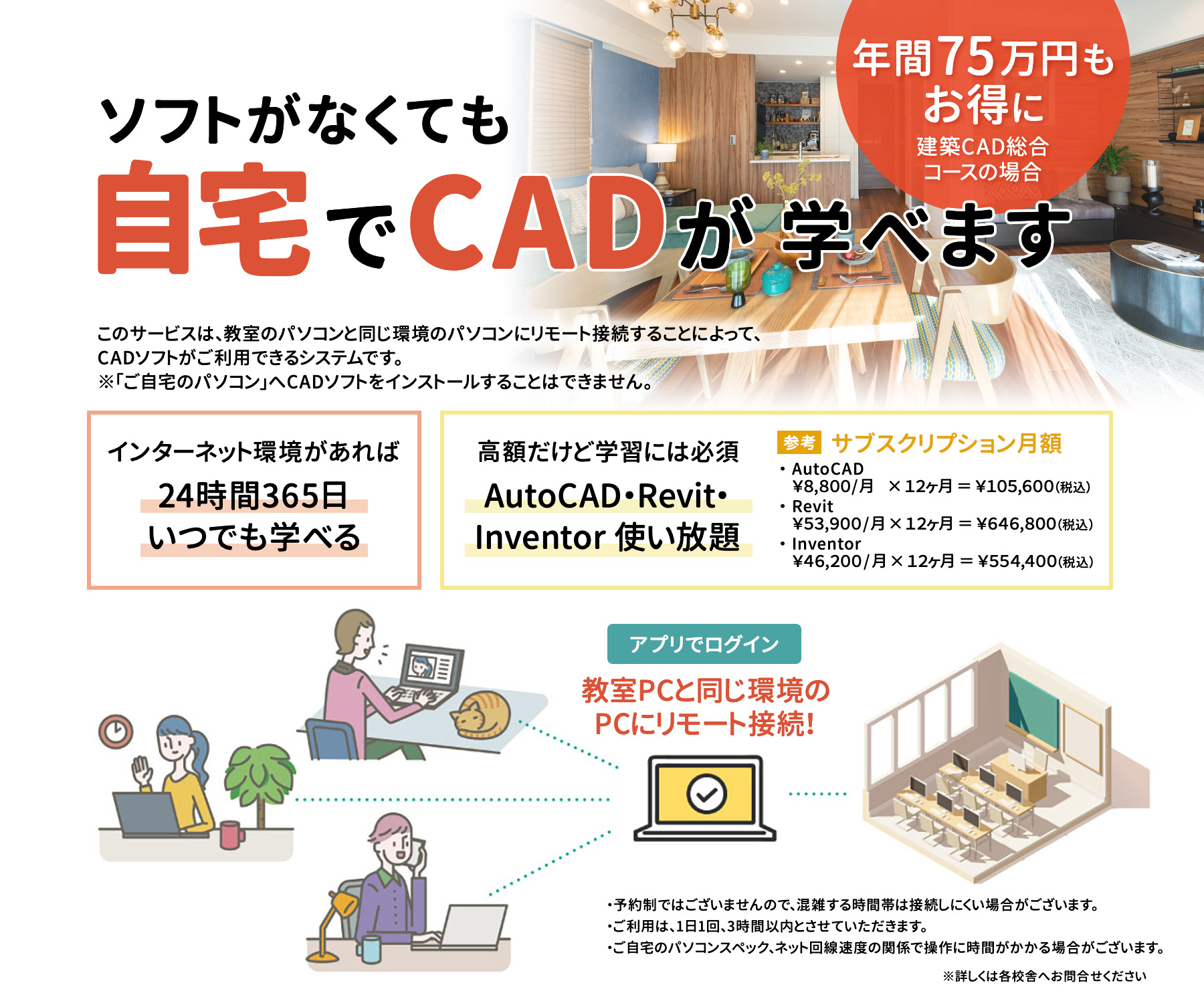ソフトがなくても自宅でCADが学べます