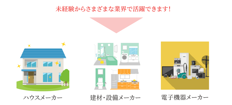未経験からさまざまな業界で活躍できます！