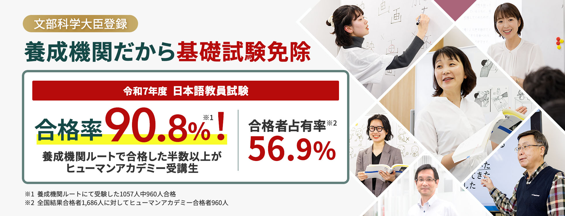 養成機関だから基礎試験免除 令和7年度日本語教員試験合格率90.8％！