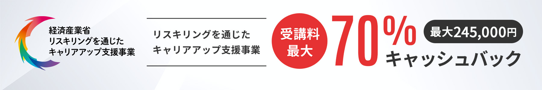 リスキリング補助金最大70%適用となる生成AI講座のバナー