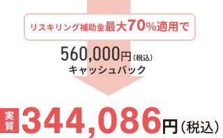 リスキリング補助金最大70%適用で560,000円(税込)キャッシュバック 実質344,086円(税込)