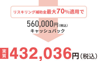 リスキリング補助金最大70%適用で560,000円(税込)キャッシュバック 実質432,036円(税込)