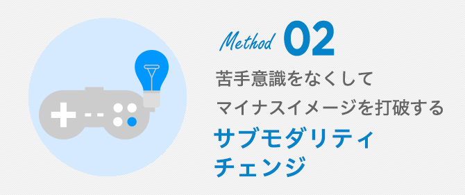 Method02 苦手意識をなくしてマイナスイメージを打破するサブモダリティチェンジ