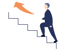 階段を登る男性